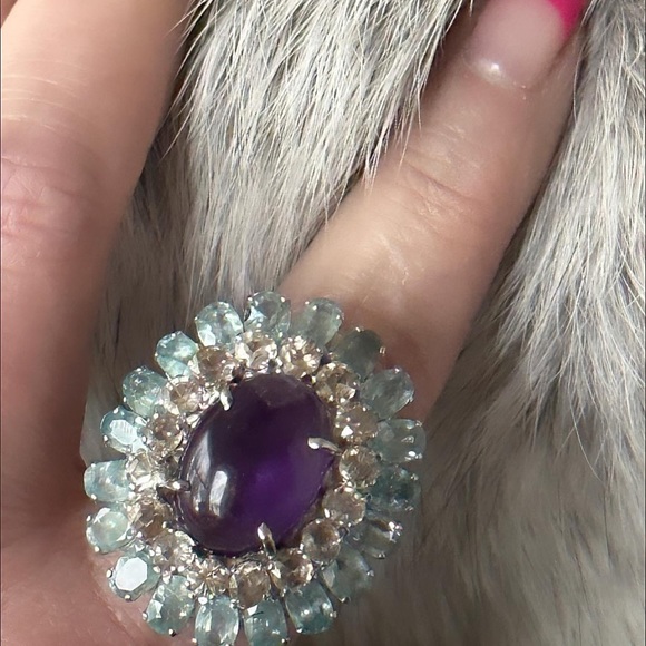 Gorgeous high end gemstone statement cocktail sterling silver ring - Picture 4 of 10